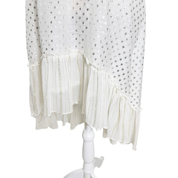 Anthropologie Kopal Tiered Mini Dress White with Metallic Threads Size S - Picture 4 of 10